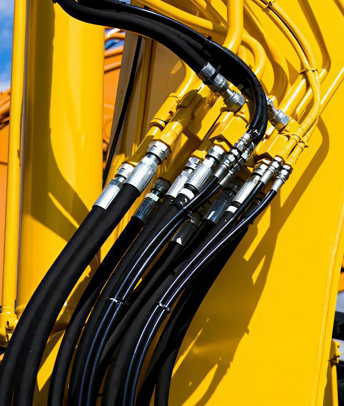 Close-up of hydraulic tubing