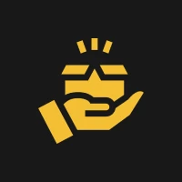 Yellow hand holding gift illustration