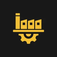 Yellow industrial logo on black background