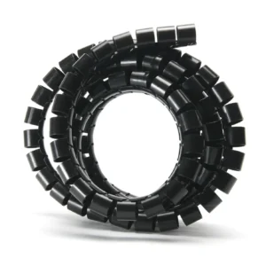 Coiled black cable spiral