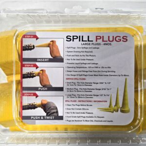 Package of yellow spill plugs with instructions